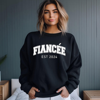 Matching Fiancé and Fiancée Sweaters,Custom Year Engagement Gift,Personalized Couple Sweatshirt,Personalized Wedding Gift For Engaged Couple