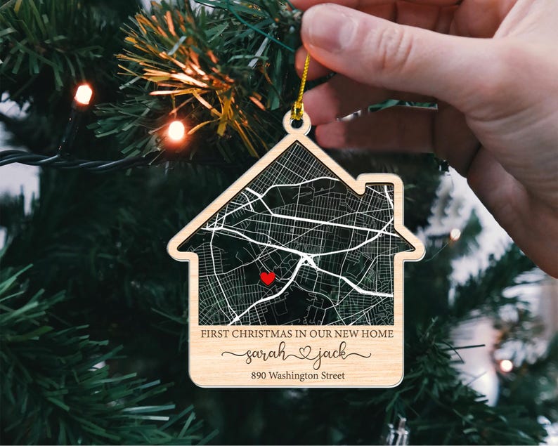 Custom First Home Map Ornament, First Christmas New Home Christmas Ornament, New Home Ornament, Christmas Keepsake, Couple New Home Gift