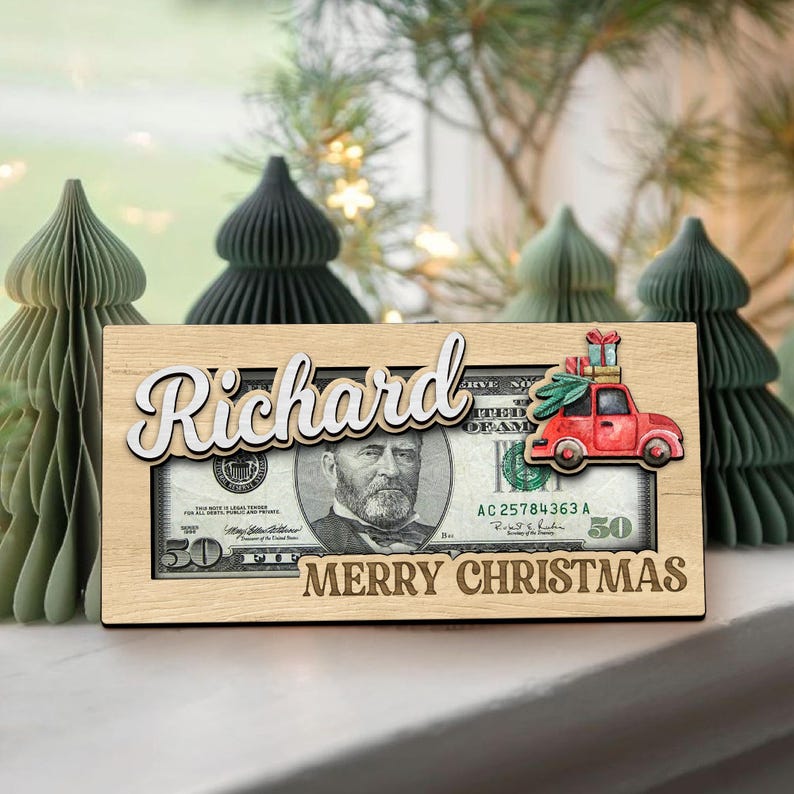 Personalized Cute Money Holder Christmas, Reindeer Money Holder, Santa Money Holder, Xmas Gift for Family, Money Card Gift