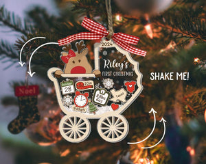 Personalized Baby's First Christmas Ornament 2024, Custom New Baby Gift, 4D Shake Babies Ornament, Baby Shower Gift, Baby Name Xmas Keepsake