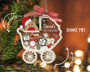 Personalized Baby's First Christmas Ornament 2024, Custom New Baby Gift, 4D Shake Babies Ornament, Baby Shower Gift, Baby Name Xmas Keepsake