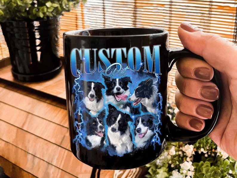 Custom Photo Dog Mom Mug Dog Mug | Bootleg Rap Dog Shirt | Custom Pet Mug | Custom Photo Vintage 90s