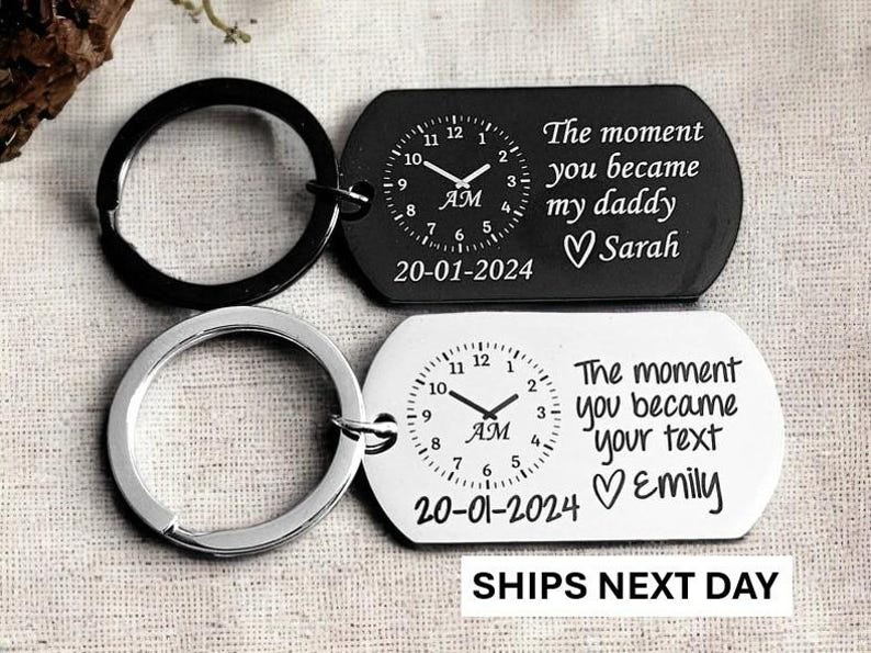The Moment You Became My Daddy Keychain First Dad New Dad Keychain New Mummy Keychain Personalised Gift Baby Shower Gift New Born Baby Gift