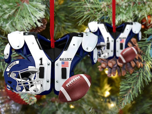 Personalized Football American Christmas Ornament 2024, Football Vest Car Ornament, Flat 2D Ornament, Football Key Chain, Gift for Boyfriend