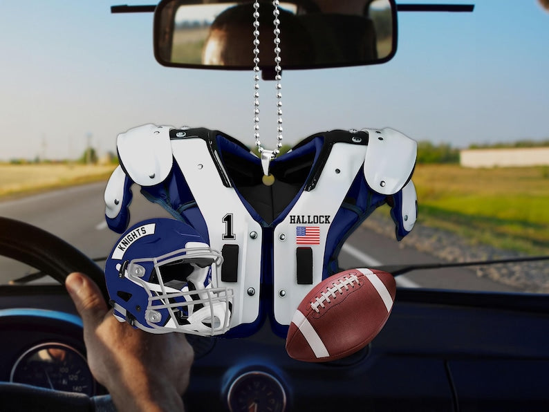 Personalized Football American Christmas Ornament 2024, Football Vest Car Ornament, Flat 2D Ornament, Football Key Chain, Gift for Boyfriend