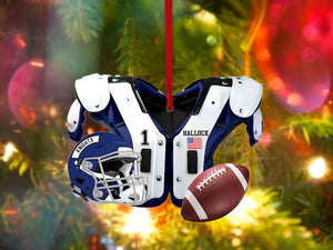 Personalized Football American Christmas Ornament 2024, Football Vest Car Ornament, Flat 2D Ornament, Football Key Chain, Gift for Boyfriend