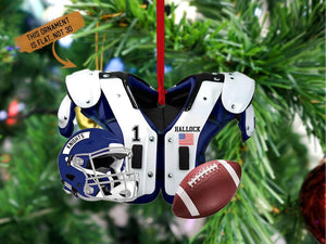 Personalized Football American Christmas Ornament 2024, Football Vest Car Ornament, Flat 2D Ornament, Football Key Chain, Gift for Boyfriend