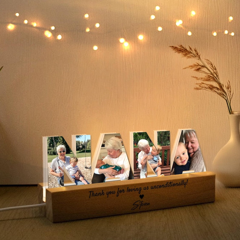 Personalized Nana Photo Collage Night Light, Custom Nana Photo Gift, Grandma Birthday Gift, Gift From Grandkids, Nana Christmas Gift