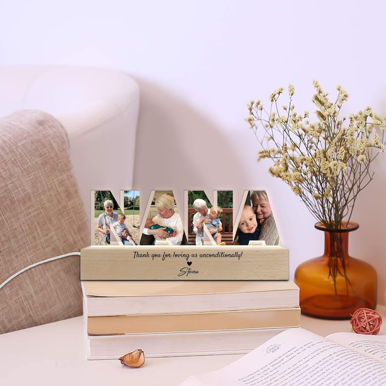 Personalized Nana Photo Collage Night Light, Custom Nana Photo Gift, Grandma Birthday Gift, Gift From Grandkids, Nana Christmas Gift