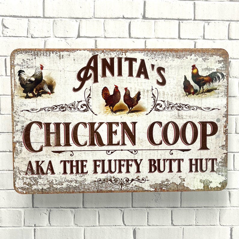 Chicken Coop Sign | Personalized Metal Sign | Vintage Design Custom Ch ...