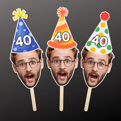Custom Face Centerpiece Sticks, Photo Birthday Centerpieces, Personalized Birthday Decoration, Gift for Him or Her, Milestone Decorations