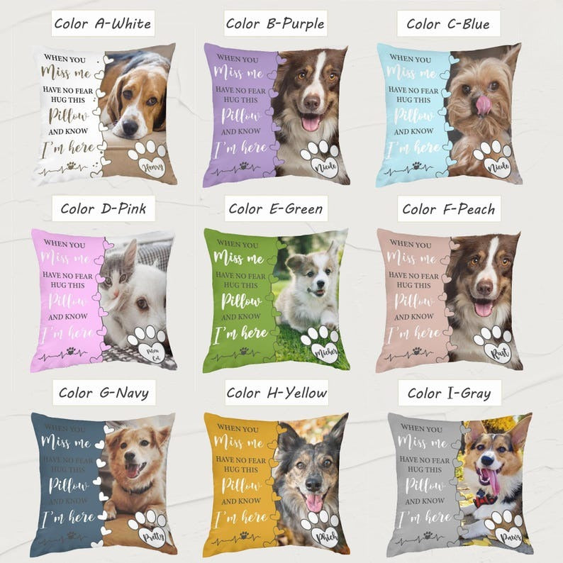 Dog Memorial Pillow,Pet Memorial Gift,Custom Loss of Pet Sympathy Gift with Pet's Picture,Pet Loss Gift,gift for dog cat lover,best dog