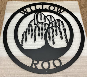 Custom Weeping Willow Tree of Life Metal Wall Art - Personalized Family Name Sign