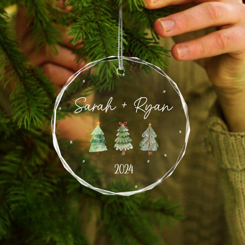 Personalized Couples Christmas Ornament, Couple Names Christmas Ornament, Our First Christmas Together, New Couple Gift, Glass Ornament