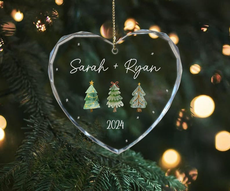 Personalized Couples Christmas Ornament, Couple Names Christmas Ornament, Our First Christmas Together, New Couple Gift, Glass Ornament