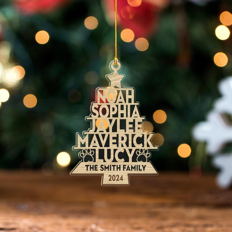 Custom Family Ornament 2024, Family Name Christmas Tree Ornament, Family Name Tree Ornament, Christmas Tree Name, Christmas Ornament