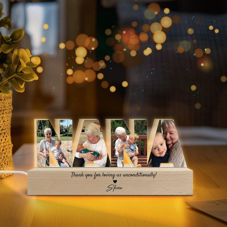 Personalized Nana Photo Collage Night Light, Custom Nana Photo Gift, Grandma Birthday Gift, Gift From Grandkids, Nana Christmas Gift