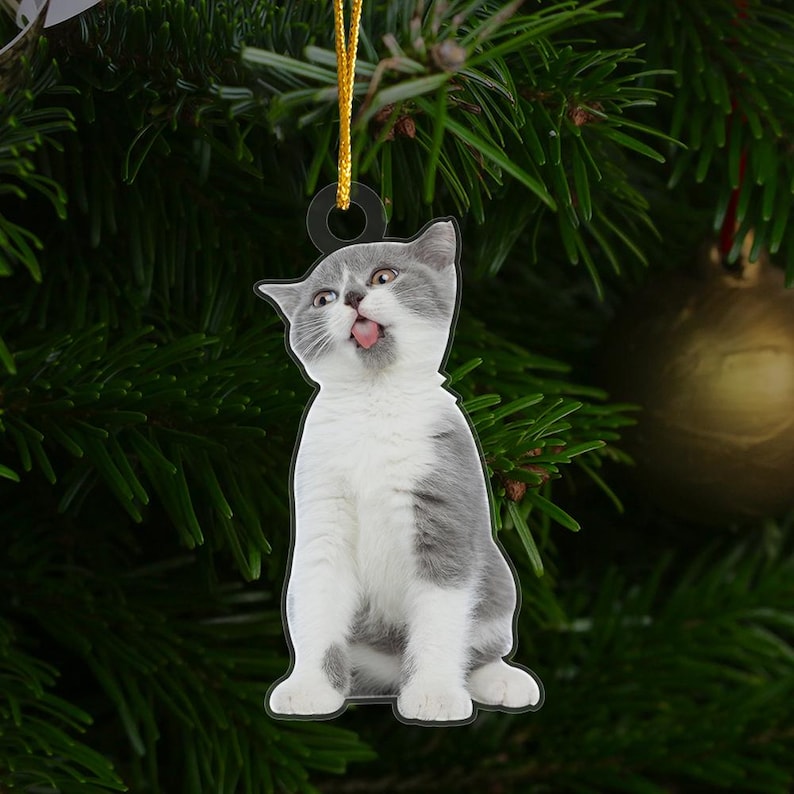 Custom Photo Cat, Personalized Photo Cat Christmas Ornaments 2025, Cat Christmas Ornament, Cat Lover Gifts, Cat Ornaments For Christmas Tree