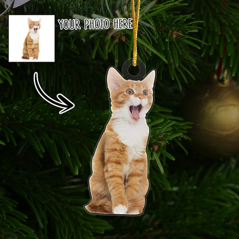 Custom Photo Cat, Personalized Photo Cat Christmas Ornaments 2025, Cat Christmas Ornament, Cat Lover Gifts, Cat Ornaments For Christmas Tree