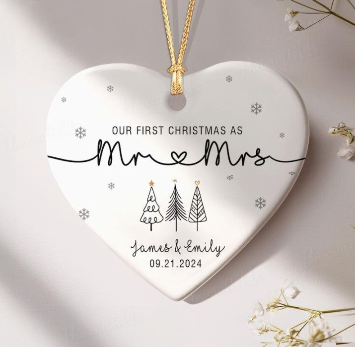 Our First Christmas As Mr & Mrs Ornament, First Married Christmas Ornament 2024, Married Ornament, Wedding Ornament, Mr And Mrs Gifts