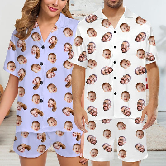 Face Pajamas.Family Pajamas Set,Women Short Sleeve Pajama,Couple Pajamas set,Custom Pajamas with Photo,Personalized Pajamas,Birthday Gifts il_794xN.6282800461_9fc7.jpg
