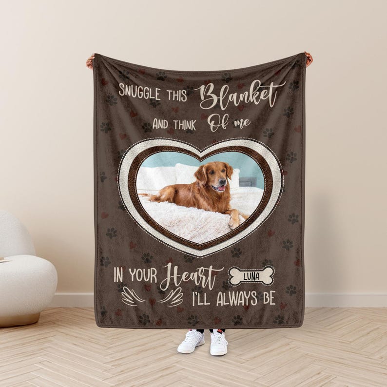 Personalized Dog Photo Blanket, Pet Blanket with Pictures, Pet Memorial Gifts, Dog Loss Gift, Pet Loss Keepsake, Gift for Dog Mom Dog Dad