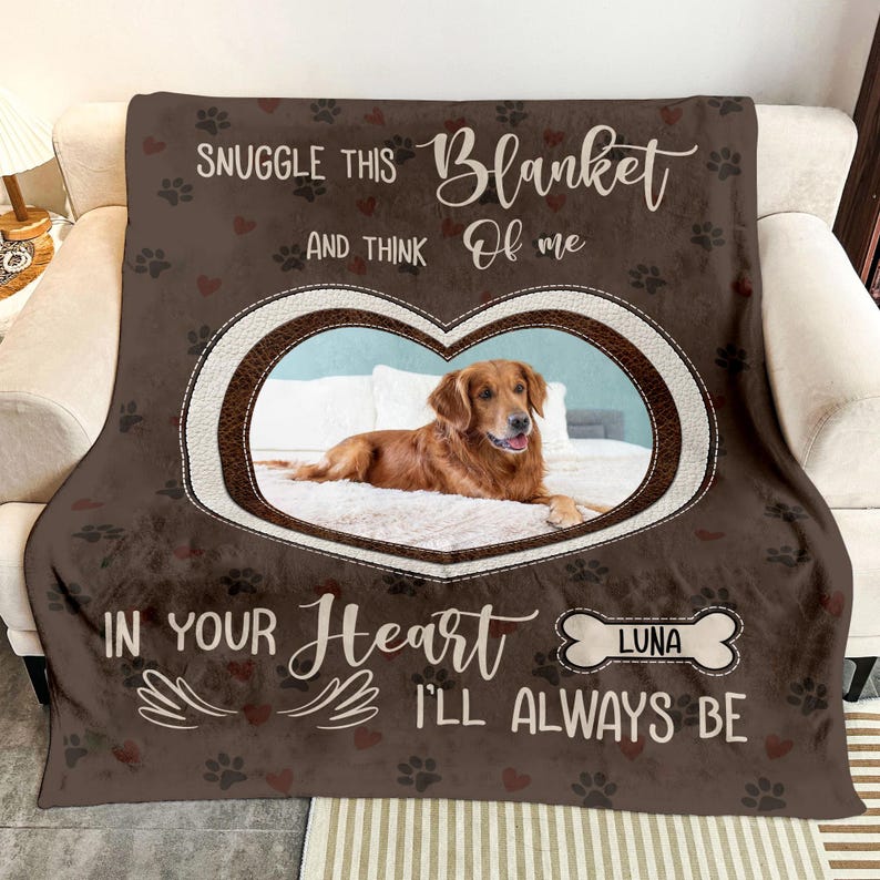 Personalized Dog Photo Blanket, Pet Blanket with Pictures, Pet Memorial Gifts, Dog Loss Gift, Pet Loss Keepsake, Gift for Dog Mom Dog Dad