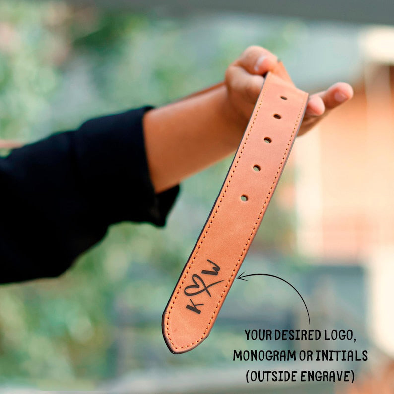 Personalized Leather Belt for Anniversary - Handcrafted Custom Belt for Him, Christmas Day Gift for Husband, Gift for him