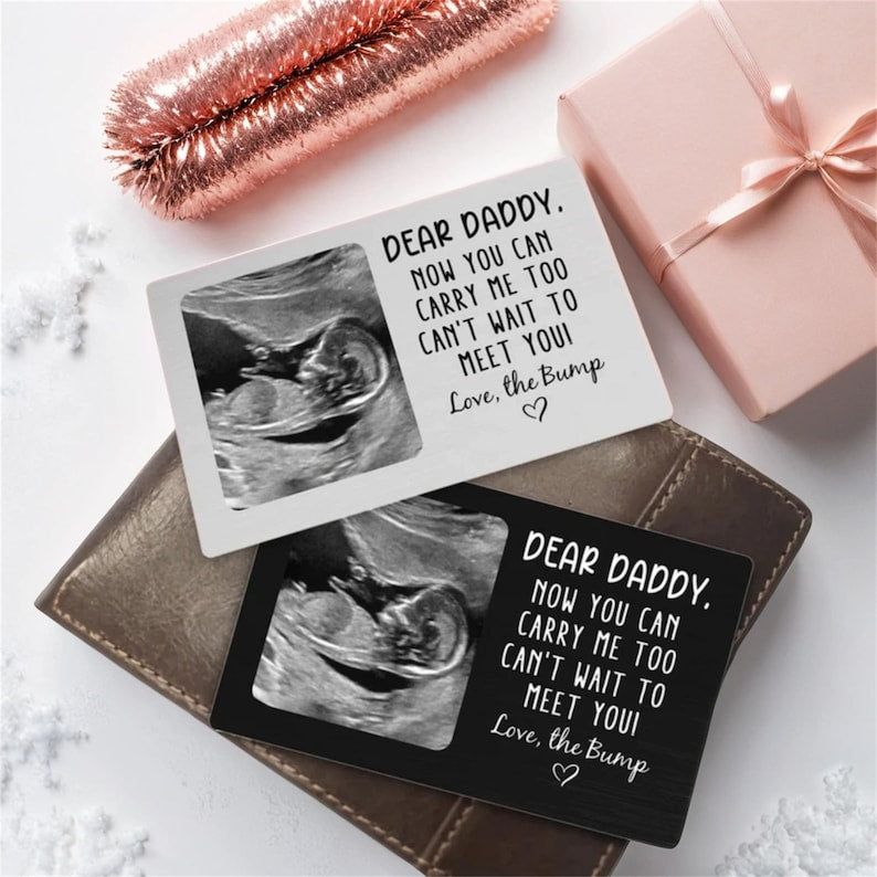 Custom Metal Ultrasound Photo Wallet Card, New Baby Sonogram Gift, Wallet Insert Card, Pregnancy Gift,New Dad Gift for Him, Fathers Day Gift