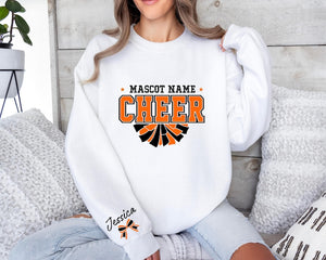 Custom Cheer Sweatshirt, Cheer Sweater, Cheer Squad Sweaters, Cheer Coach Sweater,Orange Cheer ,Megaphone Hoodie,Cheer Mom with Name Sweater