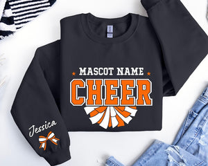 Custom Cheer Sweatshirt, Cheer Sweater, Cheer Squad Sweaters, Cheer Coach Sweater,Orange Cheer ,Megaphone Hoodie,Cheer Mom with Name Sweater