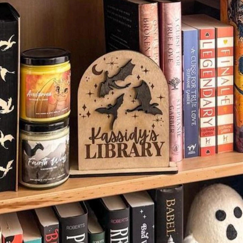 Dragon Personalized Library Sign, My Library Sign, Book Sign, Bookish Sign, Bookshelf decor, Dragon bookshelf sign, bookshelf personalized