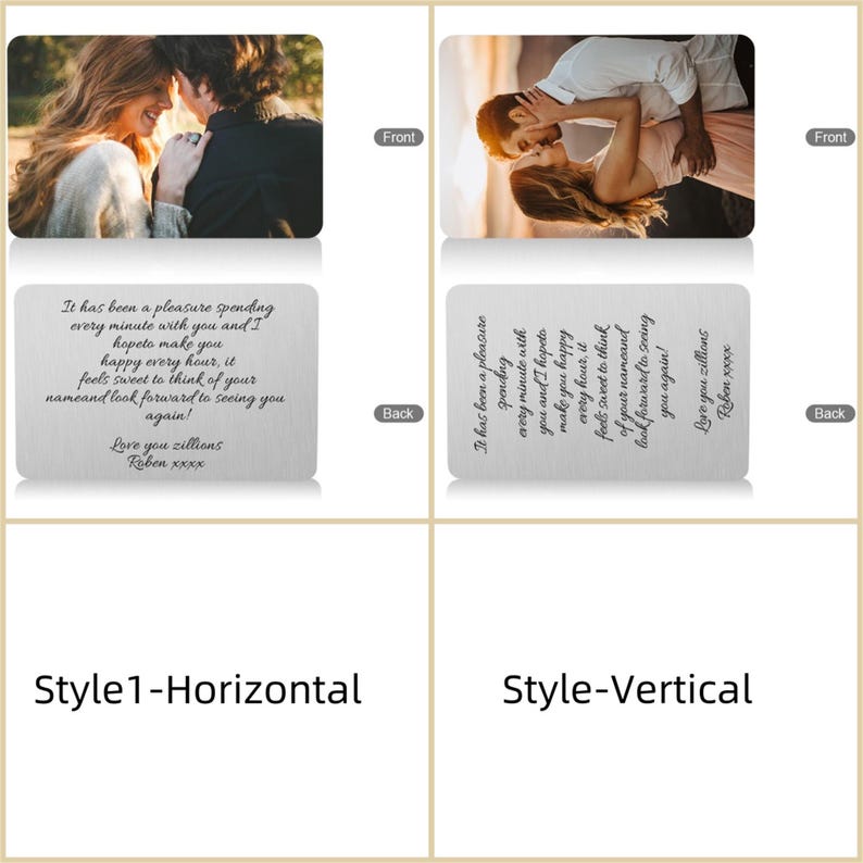 Custom Metal Photo Wallet Card,Personalised Picture Wallet Insert,Anniversary Photo Gift ,Father's Day Gifts for Him- Photo Love Note Card