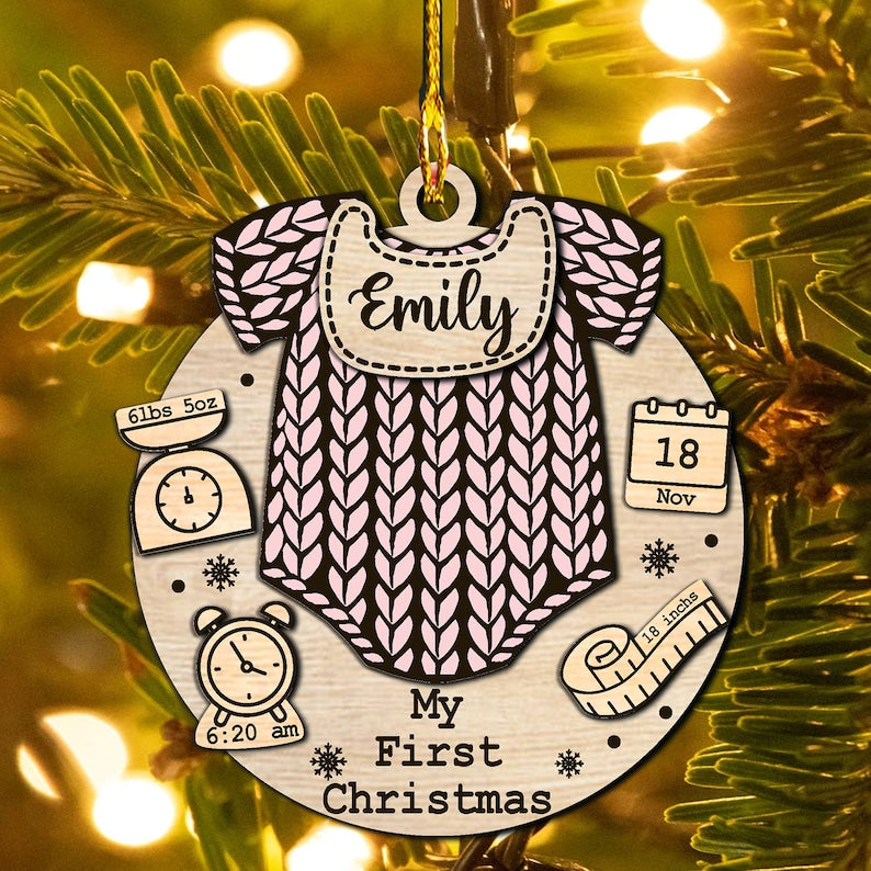 Baby's First Christmas Ornament, My first Christmas, Family Christmas Decor, Customizable Christmas Gift
