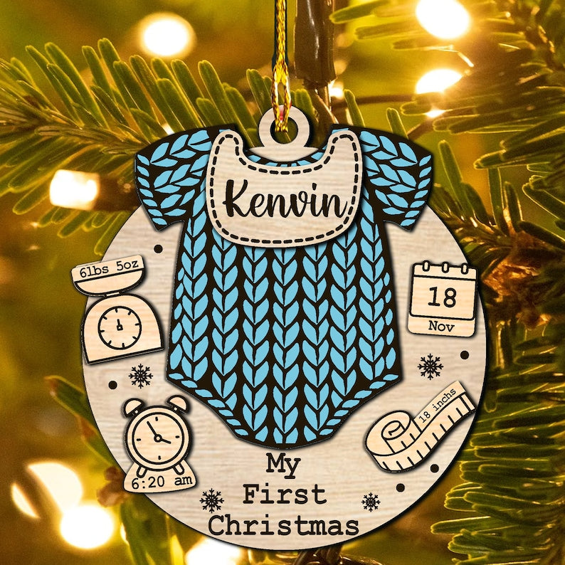 Baby's First Christmas Ornament, My first Christmas, Family Christmas Decor, Customizable Christmas Gift