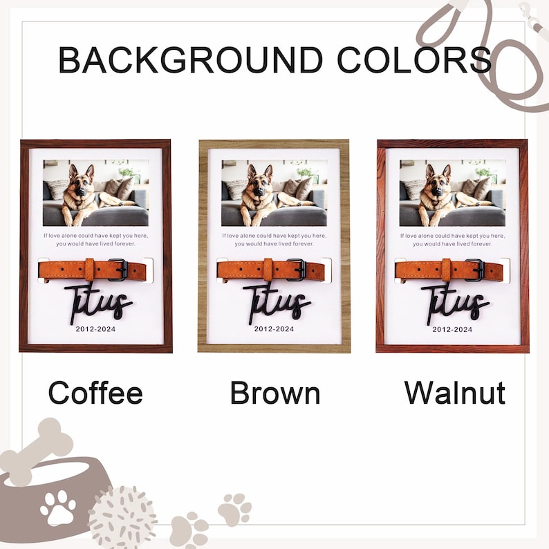 Memorial Pet Collar Sign, Dog Memorial Wood Frame With Collar Holder, Custom Dog Memorial Gifts, Pet Loss Gifts