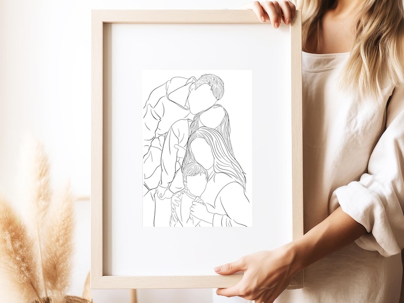 Custom Line Drawing from Photo - Personalized Couple Portrait & Gift for Boyfriend, Last Minute Birthday Gift for Him, Couple Line Art