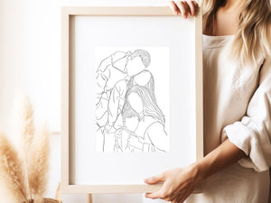 Custom Line Drawing from Photo - Personalized Couple Portrait & Gift for Boyfriend, Last Minute Birthday Gift for Him, Couple Line Art