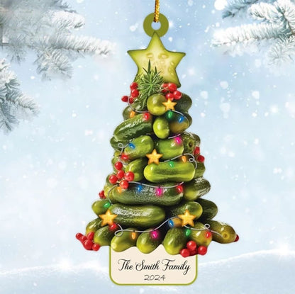 Personalized Christmas Pickles Tree 2024 Ornament, Custom Pickle Ornament, Pickle Acrylic/Wooden Ornament, Christmas Gift for Pickle Lover