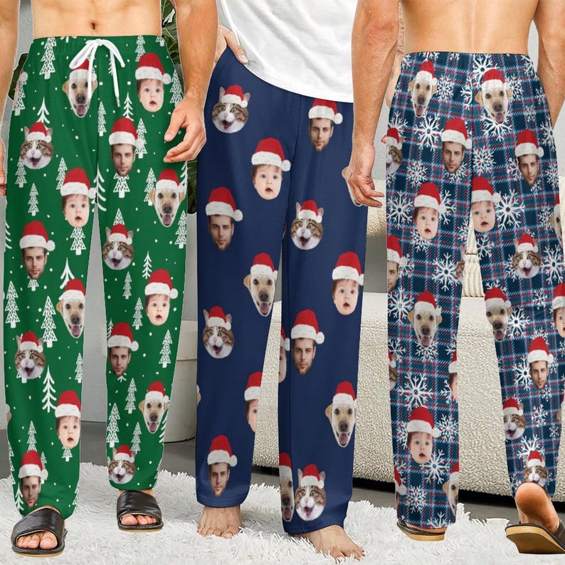 Christmas Pajama Pants with Faces, Faces on Pajamas, Face Pajama Pants, Personalized Pajamas with Face, Custom Face Pajamas, Gift for Family