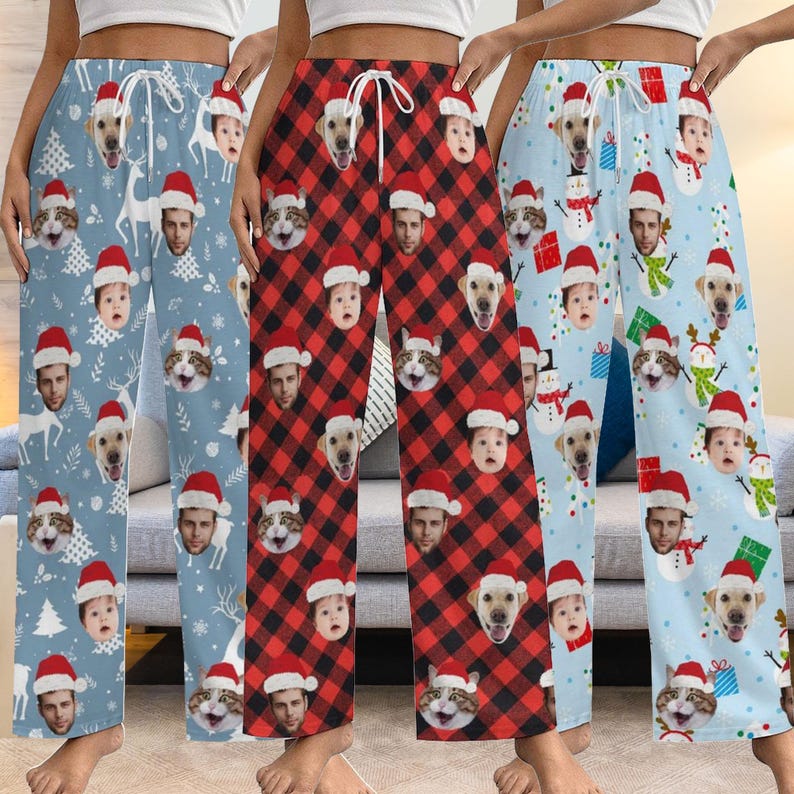 Christmas Pajama Pants with Faces, Faces on Pajamas, Face Pajama Pants, Personalized Pajamas with Face, Custom Face Pajamas, Gift for Family il_794xN.6287630880_65ps.jpg