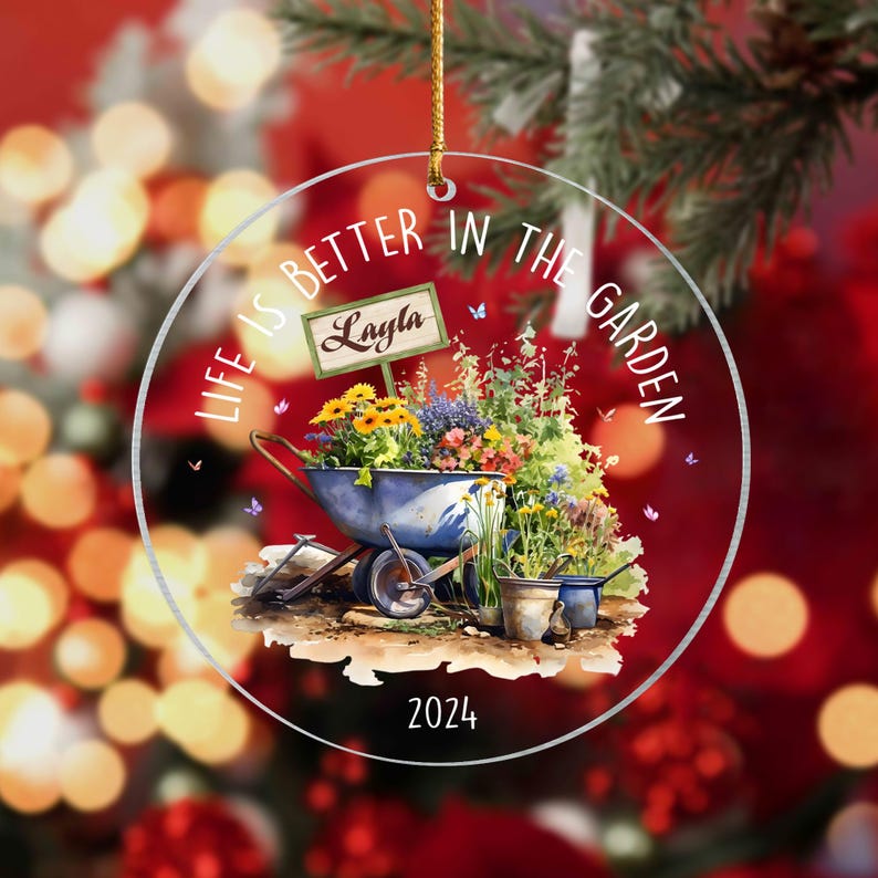 Custom Gardening Ornament, Personalized Gardening Gift, Gardening Gifts for Women, Gift For Gardener, Horticulture Christmas Ornament