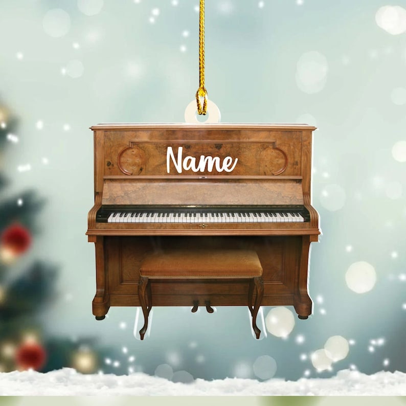 Personalized Piano Christmas Ornament, Music Christmas Flat Ornament, Piano Lovers Acrylic Ornament, Musician Gift, Piano Player Ornament