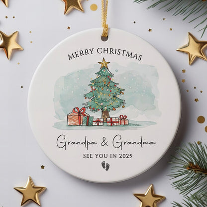 Promoted to Grandparents Christmas Ornament, Pregnancy Announcement, Expecting Baby, New Grandma and Grandpa Xmas Bauble
