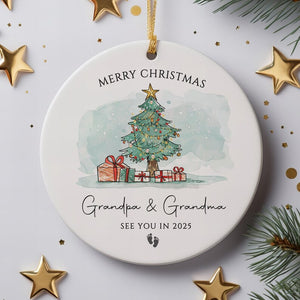 Promoted to Grandparents Christmas Ornament, Pregnancy Announcement, Expecting Baby, New Grandma and Grandpa Xmas Bauble