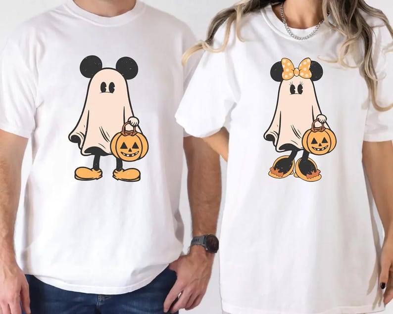Retro Mickey Minnie Halloween Couple Shirts, Mickey Ghost Shirt, Minnie Ghost Shirt, Spooky Season Shirt, Disney Halloween il_794xN.6289650616_sinv.jpg