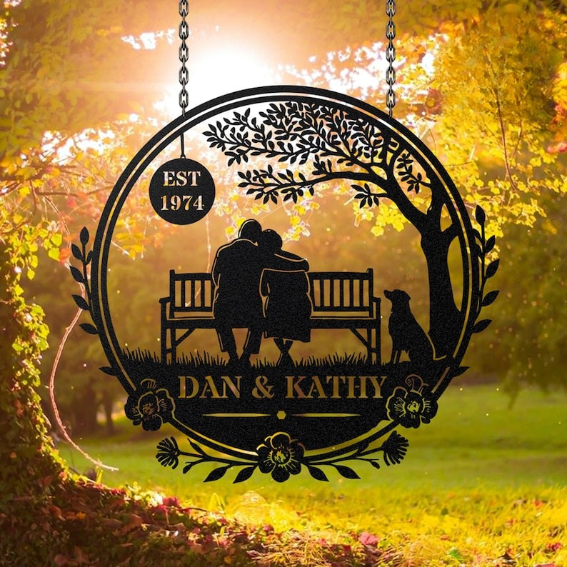 Custom 30th 50th Anniversary Gift For Parents Golden Wedding Anniversary Metal Wall Art Sign Gift For Couple Summer Vibes Wildflower Wedding