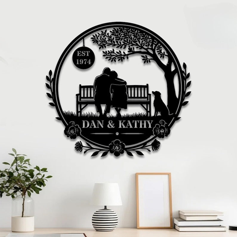 Custom 30th 50th Anniversary Gift For Parents Golden Wedding Anniversary Metal Wall Art Sign Gift For Couple Summer Vibes Wildflower Wedding