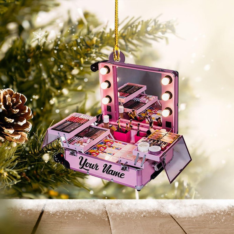 Personalized Set Makeup Ornament, Makeup Artist Christmas Ornament Gift, Make Up Ornament For Girls, Christmas 2025 Makeup Gift For friend