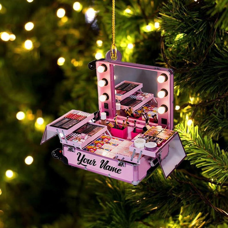 Personalized Set Makeup Ornament, Makeup Artist Christmas Ornament Gift, Make Up Ornament For Girls, Christmas 2025 Makeup Gift For friend